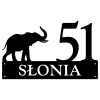 Numer na dom z grafiką słonia
