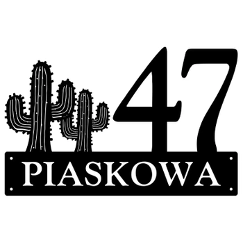 Numer na dom z grafiką  kaktusa