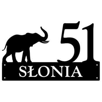 Numer na dom z grafiką słonia