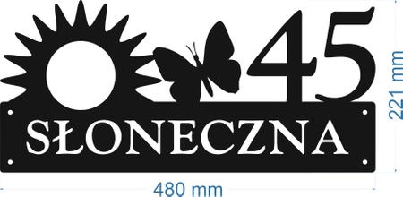 Numer na dom ze słońcem