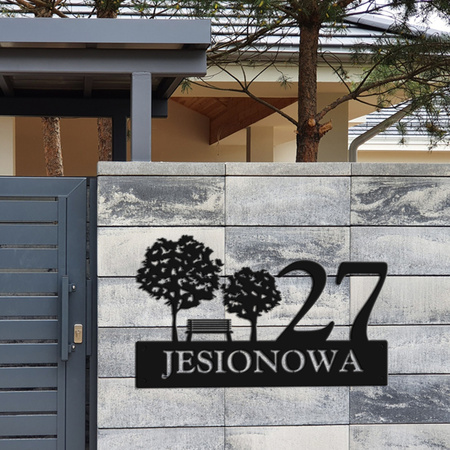 Numer na dom z grafiką jeziora