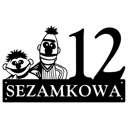 Numer na dom z grafiką postaci 